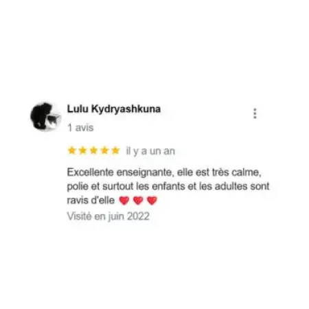 Avis google client de "Lulu Kydryashkuna"