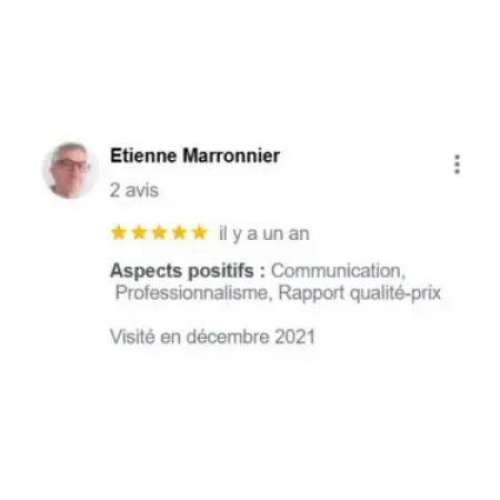 Avis google client de "Etienne Marronnier"