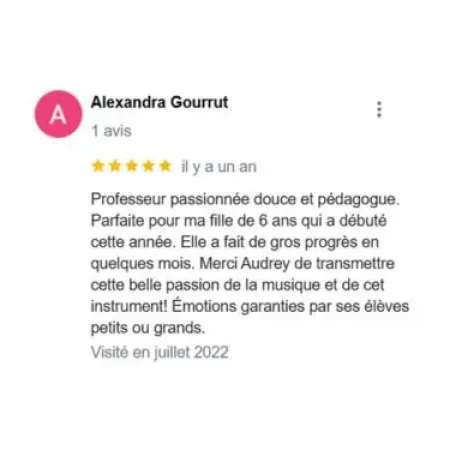 Avis google client de "Alexandra Gourrut"