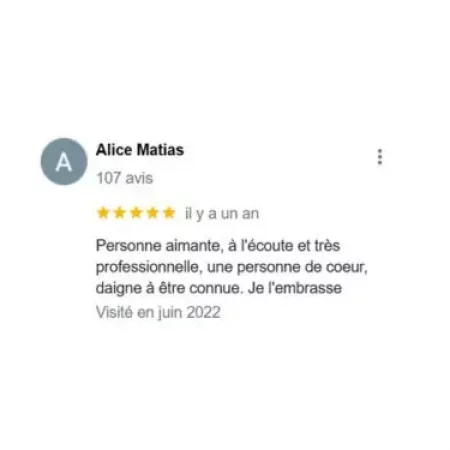 Avis google client de "Alice Mathias"